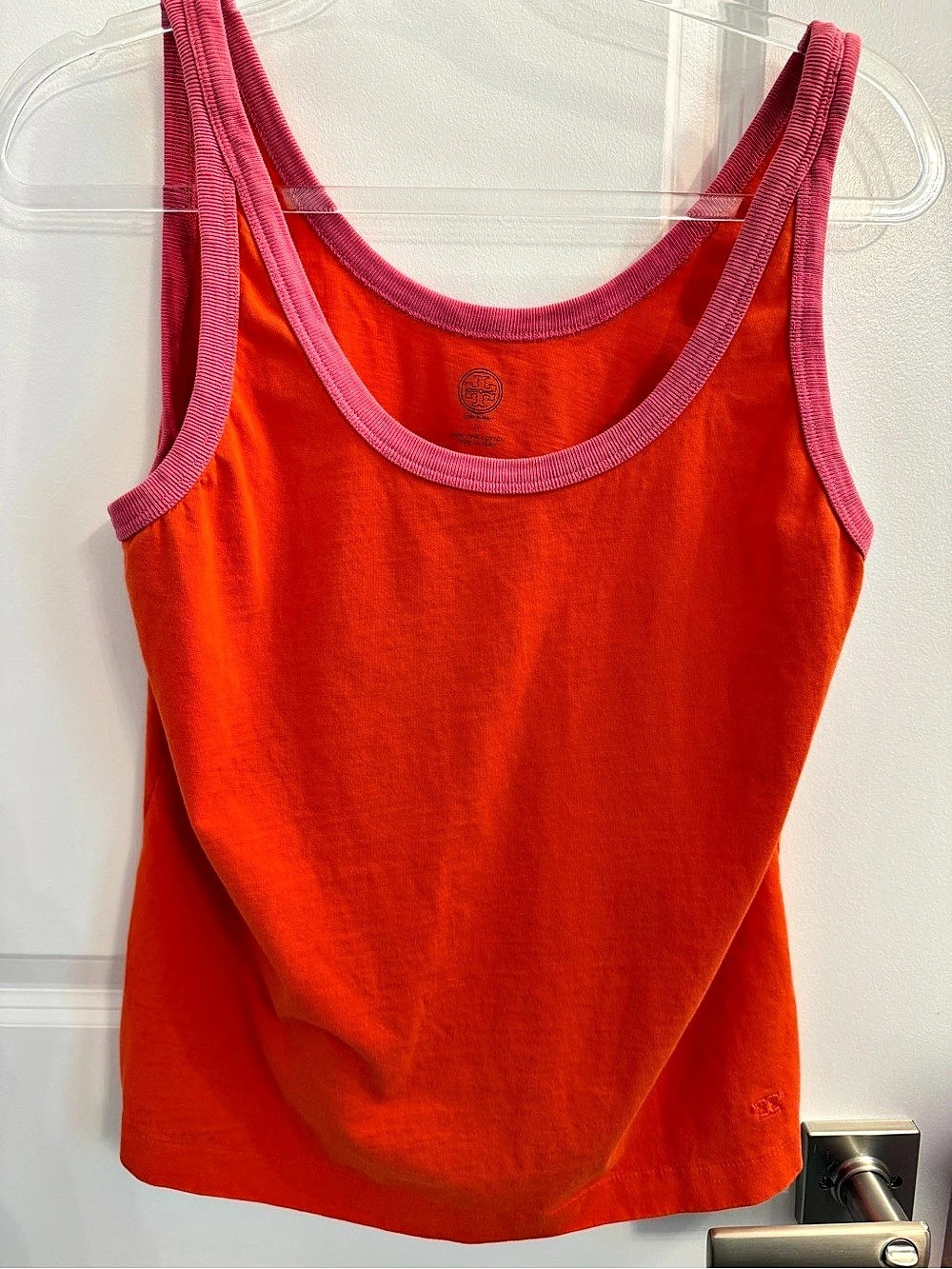 Tory Burch Lawrence Tank Top in Orange & Pink